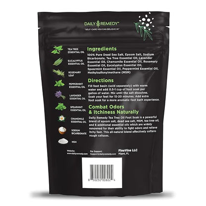 Tea Tree Oil Foot Soak with Epsom Salt - Made in USA - for Toenails, Athlete's Foot, itchy Feet, Stubborn Smelly Foot Odor, Pedicure, Foot Calluses & Soothes Sore Tired Achy Feet - 64 oz