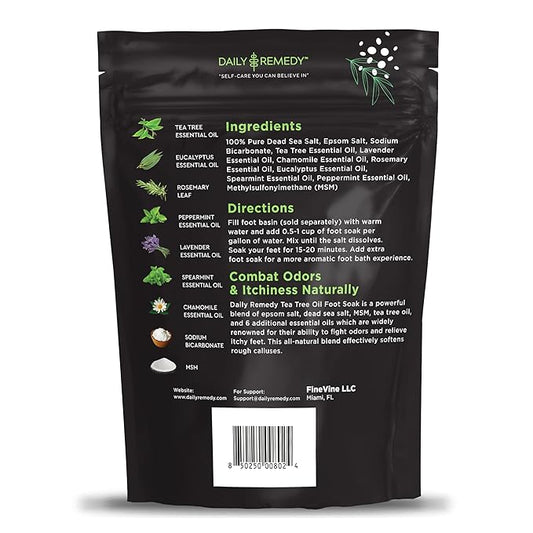 Tea Tree Oil Foot Soak with Epsom Salt - Made in USA - for Toenails, Athlete's Foot, itchy Feet, Stubborn Smelly Foot Odor, Pedicure, Foot Calluses & Soothes Sore Tired Achy Feet - 64 oz