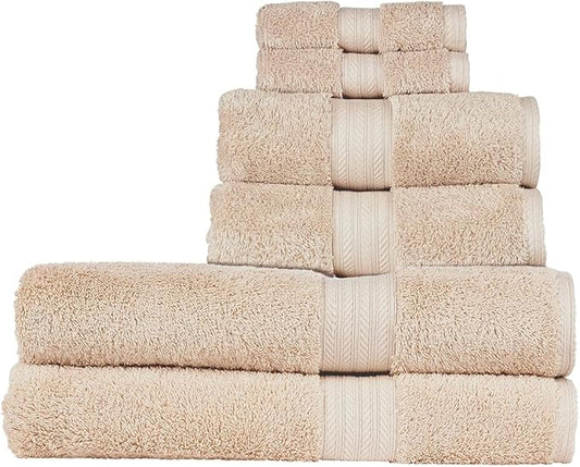 Christy Renaissance 6 Piece Beige Towel Set | 100% Egyptian Cotton | Luxury Bathroom Towels | Soft and Super Absorbent | 675 GSM | 2 Bath Sheet 2 Hand 2 Face | Driftwood