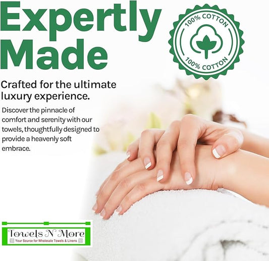 Towels N More Washcloth (60 White) - 100% Cotton Washcloth 12 x 12 - Highly Absorbent Bathroom washcloths, All Purpose Cleaning Towels, Face Towels (60)