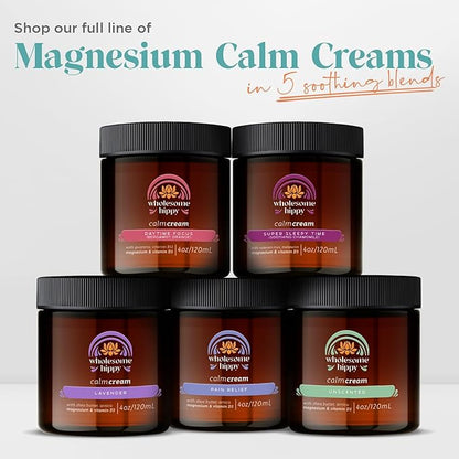 WHOLESOME HIPPY Super Sleepytime Calm Cream – Nighttime Body Butter with Magnesium, Melatonin, Valerian & Chamomile – Soothing Vegan Moisturizer for Bedtime Routine – 4oz