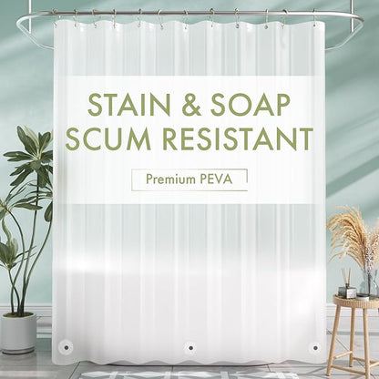 AmazerBath Shower Liner, 72x78 Plastic Frosted Shower Curtain Liner, PEVA Cute Shower Curtain Liners, Vinyl Waterproof Shower Curtain Liner with 3 Magnets, Lightweight Shower Curtains for Bathroom