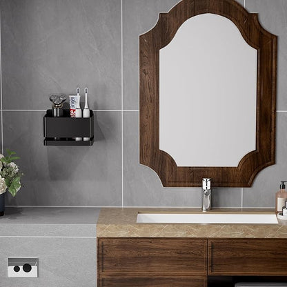 Aluminum Electric Toothbrush Holder - Bathroom Wall Mounted Toothbrush Holder (Black, Double Slot)