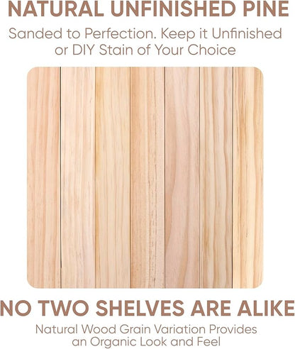 Homeforia Wood 48 inch Floating Shelf, High End Solid Natural Wood 48inch Floating Shelves for Wall Mounted, Unfinished Wooden Large Floating Shelves, Heavy Duty Bracket, 48 X 6.5 X 1.75 in, Set of 3
