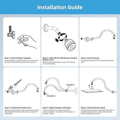 Hibbent All Metal Upgraded 18'' Shower Head Extension Arm, Shower Arm with Flange, Brass Flexible Height & Angle Adjustable Shower Extender with Lock Joint, Universal Connection, Oil Rubbed Bronze