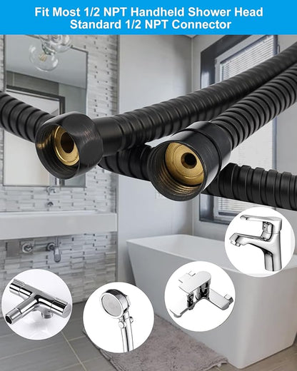 Hibbent All Metal Shower Hose, 90 Inch Stainless Steel Extra Long Shower Hose Replacement, Anti-Twist Flexible Bathroom Handheld Shower Head Hose Extension with Brass Insert & Nut, Oil Rubbed Bronze