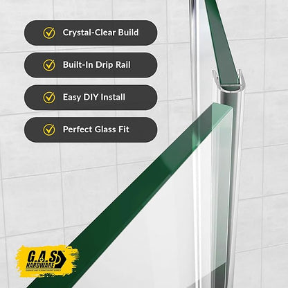 1/4" (6mm) Frameless Shower Door Seal – U-Type 8 ft. (2.44M) Ultra-Clear Bottom & Side Drip Rail Sweep Strip, 1 Piece for Leak Protection, Water Control & Easy DIY Installation