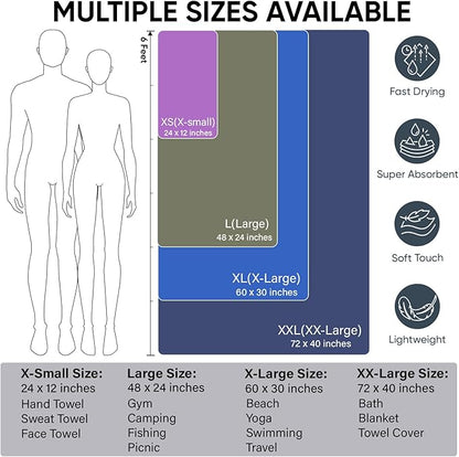 APEXUP Microfiber Travel Towel, Ultra Absorbent Quick Dry Towels, Lightweight Gym Sports Camping Towel for Workout, Yoga, Beach, Shower, Swimming (48"×24", Blue)