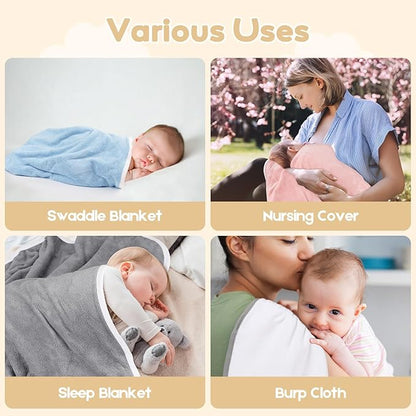 Hooded Towel for Newborn, 2 Pack Soft Coral Fleece Baby Towels, Ultra Absorbent Bath Cloths Bulk for Infants, Toddlers, Newborn Essential- 30 x 30 inch - Pink & White