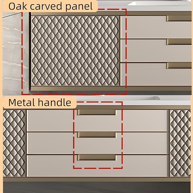 60IN Modern Bathroom Vanity - Wall-Mounted Bathroom Cabinet with LED Light | Intelligent Defogging Mirror Cabinet Includes Time Display Function, 2 Drawers & 2 Storage Cabinets (Style A)