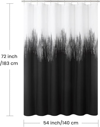 Stall Fabric Shower Curtain, Black and White Cloth Shower Curtains for Bathroom, Waterproof Bathroom Curtains, 54" W x 72" H