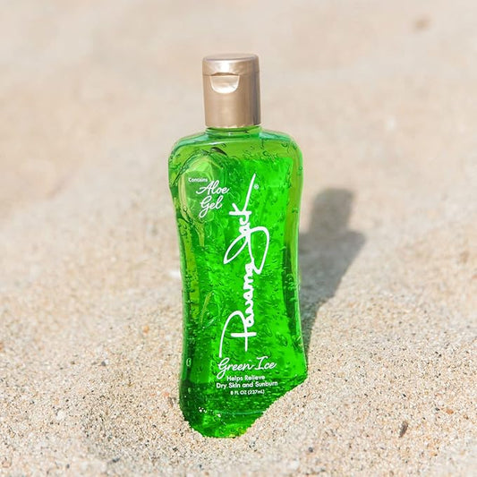 Panama Jack Green Ice Gel - Aloe Vera After Sun Formula Contains No Alcohol, Helps Preserve Tan, Relieves & Moisturizes Dry Skin & Sunburn, 8 FL OZ