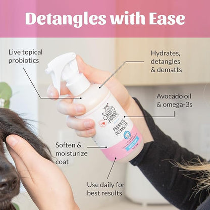 Skout's Honor Probiotic Pet Detangler Spray- Hydrating & Conditioning w/Avocado Oil, 97% Natural, Paraben & Sulfate-Free, softens for a More brushable Coat, Daily Use, 8oz, Happy Puppy, 2-Pack