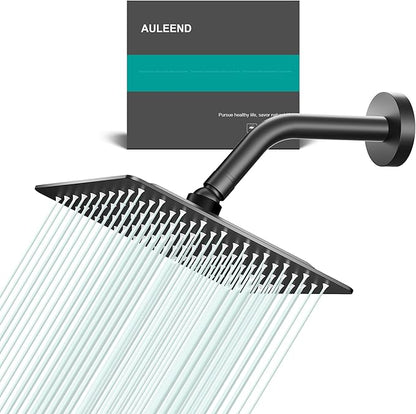 Square Rain Shower Head, High Flow Stainless Steel,Work with any decorative style，All Metal Rainfall Shower Head (Matte Black, 8)