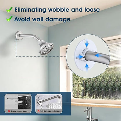 8 Inch Shower Arm with Flange and Stabilizer Bracket, Wall Mounted Shower Pipe Compatible with Rainfall Showerhead, Easy Installation, Brushed Nickel