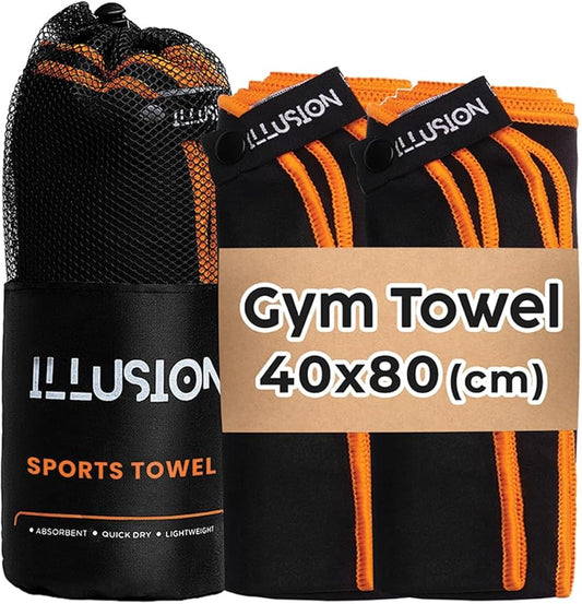 illusion Small Microfiber Gym Towels for Men and Women Active Sports (32" L x 16''W)-Lightweight Quick Dry Gym Towel for Sweat-Workout Towels Ideal for Yoga, Camping, Running, and Outdoor Activities