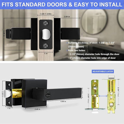 Privacy Door Levers, 5 Pack Matte Black Door Handles, Bed and Bath Door Locksets Heavy Duty Keyless Interior Handles, Reversible for Left Right Handed Doors