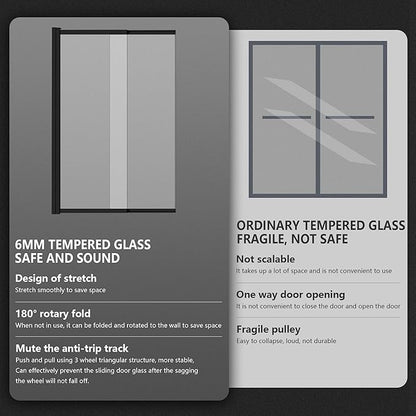 Bathtub Sliding Double Swing Door, Frameless Tempered Glass Shower Doors 22-36 * 55” Bathroom Screen Panel, Clear Deluxe Shower Door Matte Black