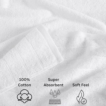 Casa Platino 100% Cotton Luxury Bathroom Towel Set - 8 Pcs - Super Soft, Fluffy & Highly Absorbent - 2 Large Bath Towels, 4 Washcloths, 2 Hand Towels - Complete Family Pack - White Bath Towel Set
