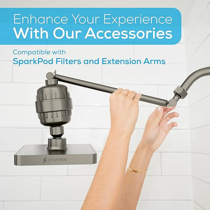 SparkPod Shower Head - High Pressure Rain - Premium Quality Luxury Design - 1-Min Install - Easy Clean Adjustable Replacement for Your Bathroom Shower Heads (Elegant Brushed Nickel, 6 Inch Square)