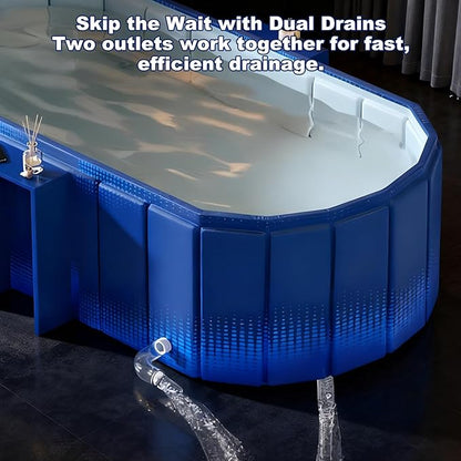 Portable Bathtub for Adult 47" Large Collapsible Cold Plunge Bathtub Foldable No Installation Ice Bath Tub for Shower Stall, Bathroom Hot SPA Soaking Standing Tub