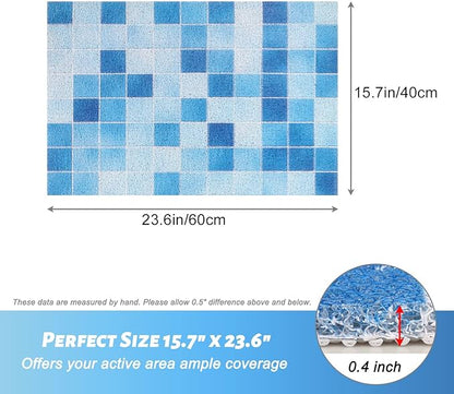 Shower Mat Non-Slip, Soft Comfort Bath Mat with Drainage Holes, PVC Loofah Massage Bathmat for Shower,Tub,Bathroom,Wet Areas, Quick Drying