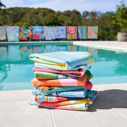 Dock & Bay Beach Towel - Quick Dry, Sand Free - Compact, Lightweight - 100% Recycled - Includes Bag - Sunset Splash - Extra Large (200x90cm, 78x35)