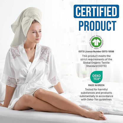 TOWELTIQUE- Organic Cotton Plush Bath Towels Pack of 4 GOTS & Oeko- TEX Certified | Premium Soft, Absorbent & Quick-Drying Towels for Bathroom, Gym, Spa & Hotel Use – Ivory