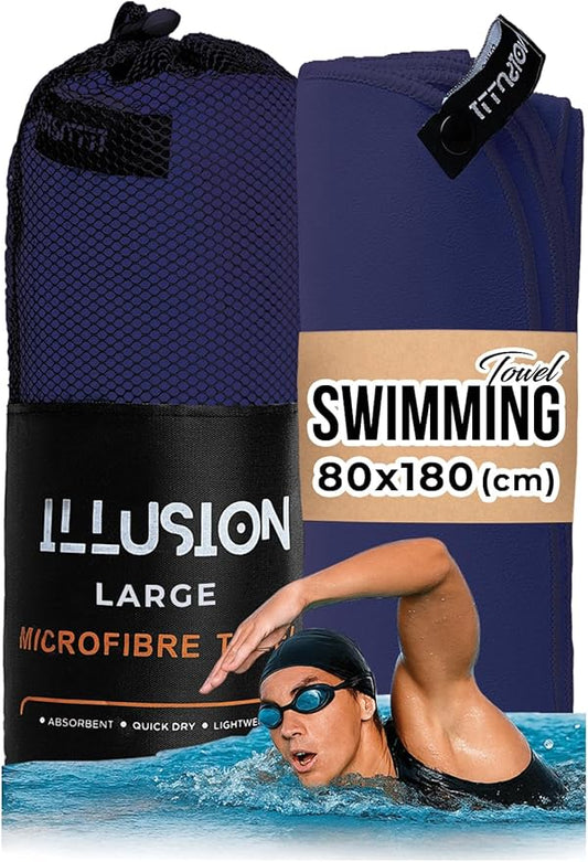 illusion Extra Large Microfibre Swimming Towel (71''L x 32''W)–Compact, Lightweight & Quick Dry Towel-Perfect for Travel, Gym, and Swim Towels Ideal for Post-Workout Showers & After Swimming