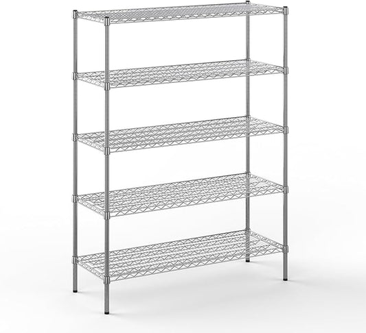 18" Deep x 48" Wide x 64" Height Wire Shelving Kit | 5-Tier | NSF Commercial Storage Rack Unit