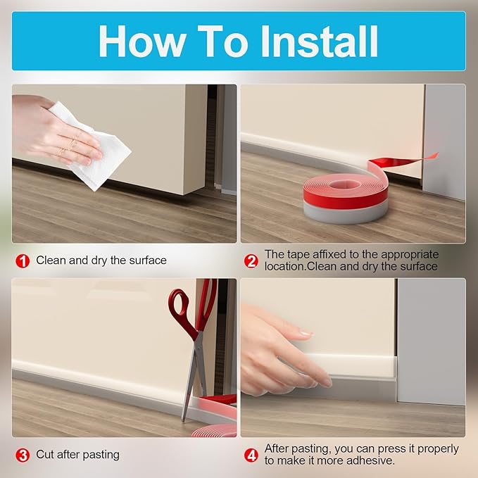 20FT Weather Stripping Door Seal, 1" Silicone Door Draft Seal Tape for Gaps Under Door - Weatherstripping Sweep Stopper for Shower Door & Sliding Glass Door