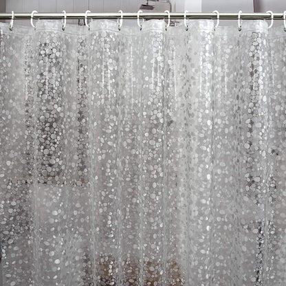 Bostofy Waterproof Shower Curtain Liner 8G EVA Thick Shower Curtain with Heavy Duty 3 Bottom Magnets, Shower Liner for Shower Stall, Bathtubs, 3D Pebble Pattern, 72 x 72,12 Hooks