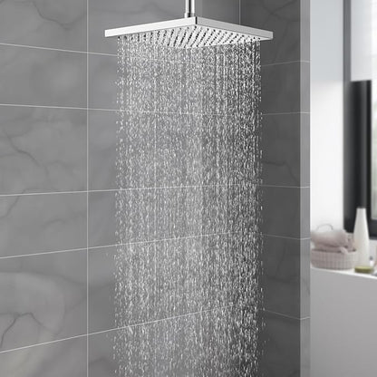 Hibbent Thickness Metal Rain Shower Head, 10 Inch High Pressure Rainfall Shower Head, Square Large Bathroom Waterfall Shower Heads, High Flow Fixed Showerheads with Adjustable Brass Ball Joint, Chrome