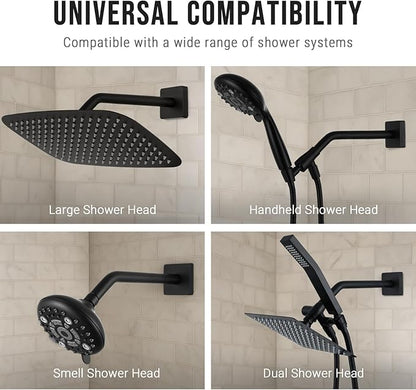 G-Promise All Metal 10-Inch Shower Arm with Flange, Wall-Mounted Stainless Steel Shower Pipe Replacement for Fixed and Handheld Shower Heads, Matte Black