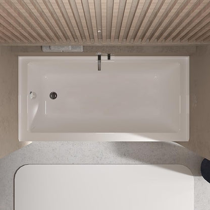 Acrylic Alcove Bathtub 60×32 Inch Drop-In Bathtubs– Left Hand Drain & Overflow, Single Skirt Drop-In Soaking Tub for Modern Bathroom Remodel, Durable Recessed Bathtubs Easy-Clean Design