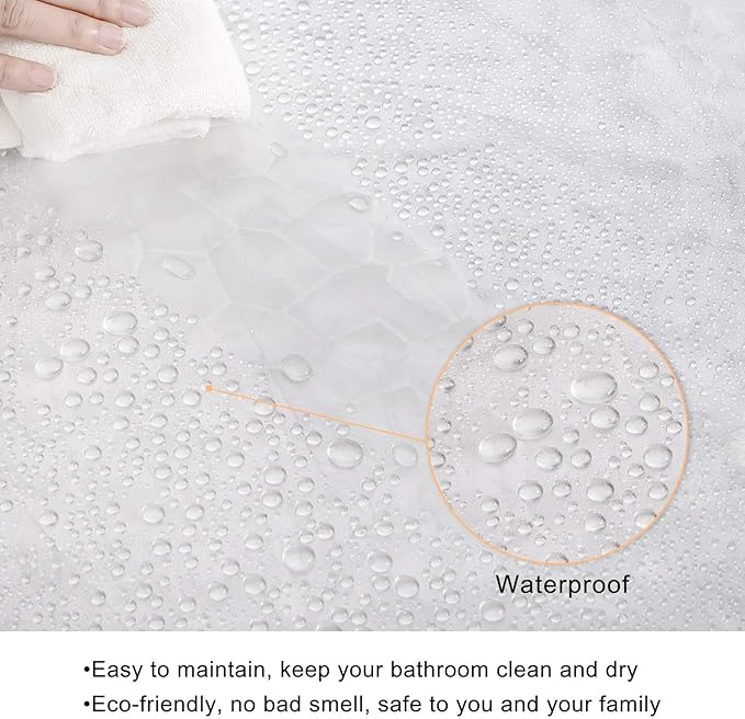 WELTRXE EVA Shower Curtain Liner with Magnets, 72 x 78 Inch Waterproof 3D Water Cube Clear Bathroom Shower Curtains, No Chemical Smell, Heavy Duty, Extra Long for Shower Stall, Bathtubs, 12 Hooks