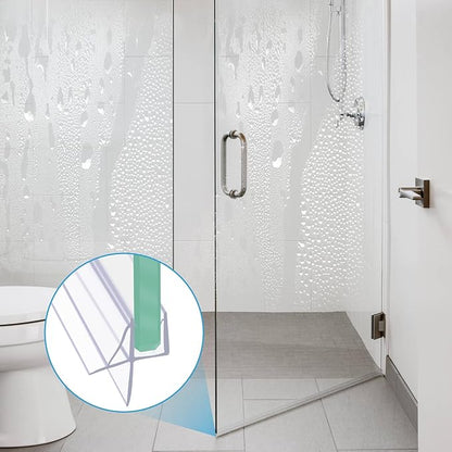Frameless Shower Door Bottom Seal Shower Sweep with Drip Rail for 1/2" Glass,36" Long, Vinyl, Clear