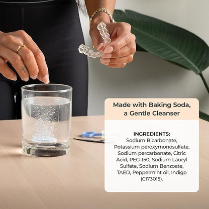 PUL Aligner Cleaner Tablets (Pack of 96) – For Cleaning Invisalign, All Clear Aligners & Retainers – Removes Odor, Stains, Plaque – Cleans Dentures, Night & Mouth Guards, All Dental Removables