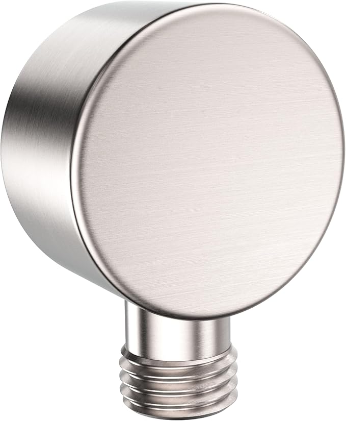 HammerHead Showers Solid Metal Drop Ell Wall Mount Elbow, 1/2" Shower Hose Connector, Round Handheld Shower Head Elbow Adapter, Shower Drop, Brushed Nickel