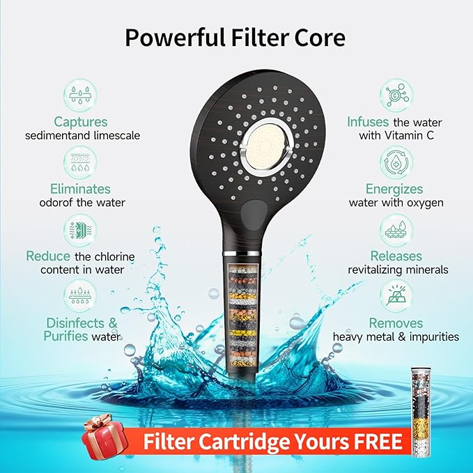 SunCleanse Shower System - 12 Inch Dual Filtered Rainfall Shower Head Combo- High Pressure 3 Spray Mode Showerhead-Included Rough in Valve and Trim Kit, Oil Rubbed Bronze