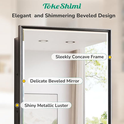 TokeShimi 48x30 Medicine Cabinet Mirror Bathroom Vanity Black Metal Framed Recessed or Surface Mounted Medicine Cabinet with Beveled Mirror with Storage Aluminum for Modern Farmhouse