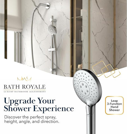 BATH ROYALE Handheld Shower Head, Detachable High Pressure & 3 Spray Modes, Chrome