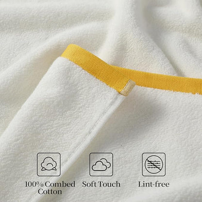 REDKISS 6 Pack Cotton Towel Set with Luxury Embellished Border, 600 GSM Ultra Soft & Highly Absorbent Bath Towels Set with 2 Bath, 2 Hand, 2 Washcloths for Bathroom, Gym, Spa, Hotel, White