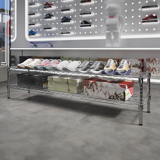 14" Deep x 60" Wide x 14" Height Wire Shelving Kit | 2-Tier | NSF Commercial Storage Rack Unit