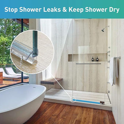 Shower Door Bottom Seal, 4 PCS 3/8" x 36" Shower Door Sweep for 3/8 Inch Glass, Frameless Glass Shower Door Seal Strip, Stop Shower Leaks and Create a Water Barrier