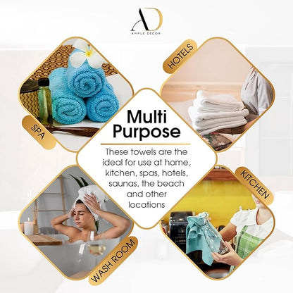 Ample Decor Christmas White Wash Cloth Set of 5 100% Cotton - Popcorn Textured - Mulaayam Collection - 12 X 12 Inch