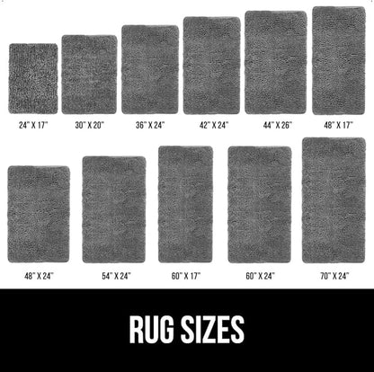 GORILLA GRIP Bath Rug Mat 48x17, Thick Soft Absorbent Chenille, Quick Dry Microfiber Mats, Rubber Backing Washable Shower Floor Rugs, Bathmat Runner, US Designed Bathroom Home Decor Accessories Grey