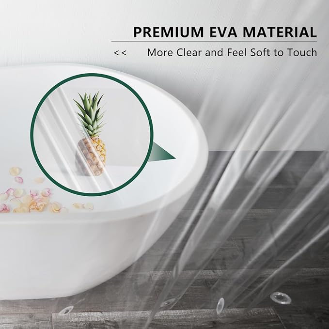 AooHome Thin Clear Small Shower Curtain Liner, 48x72 Premium Light Weight EVA 4G Plastic Bathroom Shower Liner with Rustproof Metal Grommets and 3 Magnets for Shower Stall (No Hooks)