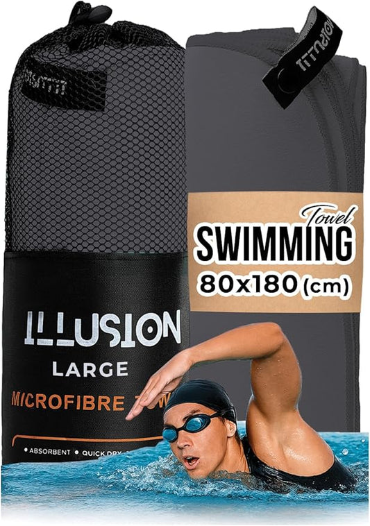 illusion Extra Large Microfibre Swimming Towel (71''L x 32''W)–Compact, Lightweight & Quick Dry Towel-Perfect for Travel, Gym, and Swim Towels Ideal for Post-Workout Showers & After Swimming