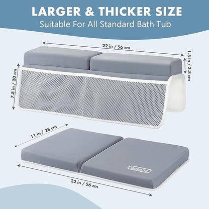 beiens Bath Kneeler and Elbow Rest Pad Set - 1.5'' Comfortable Thick Baby Bath Kneeler Pads, Quick Dry Soft Kneeling Pad for Baby Bath Time, Non-Slip Knee& Arm Support Bathtub Mat with Toys Organizer